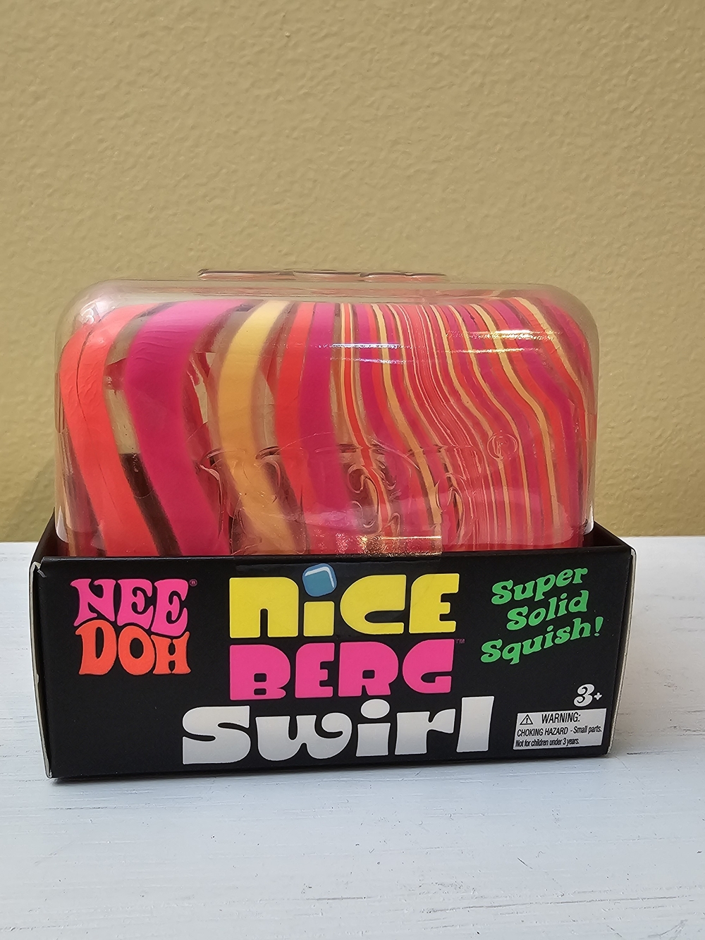 NeeDoh Nice Berg Swirl XL Giant Cube Schylling NEW Pink Yellow Orange Rare